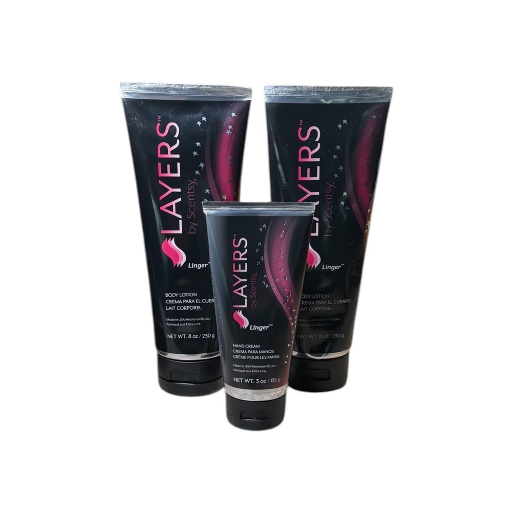 Scentsy Layers Linger‎ Body Lotion Hand Cream Set 3 Pieces USA Made